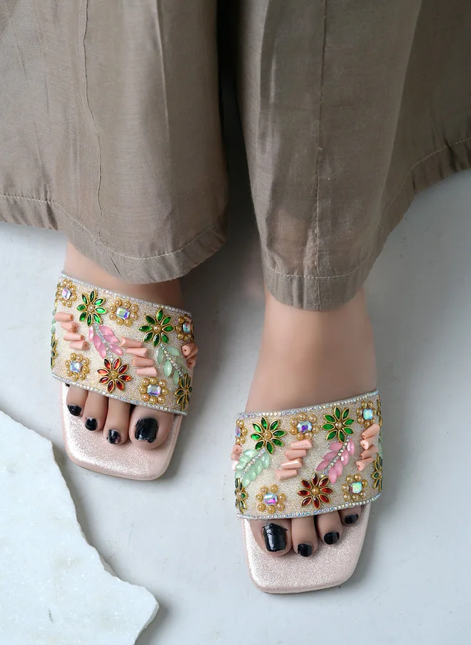شوتوبيا Shoetopia Women Embellished Party Open Toe Flats